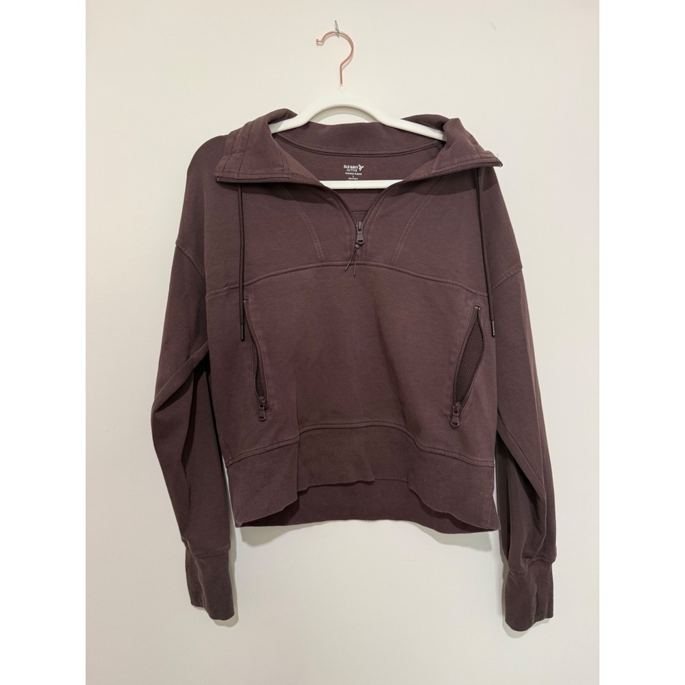 Old Navy Active Dynamic Fleece Half Zip Pullover Sweatshirt Brown Plum Large